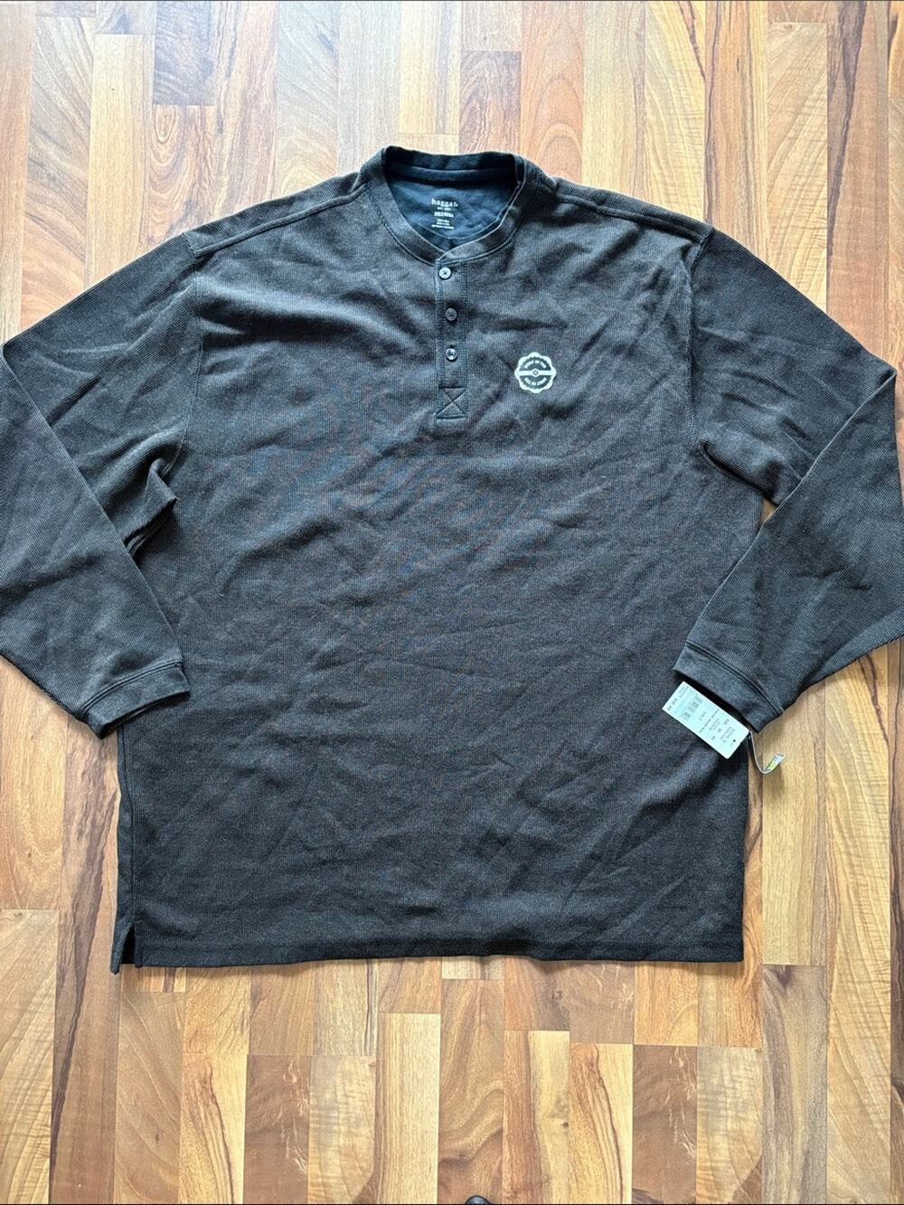 Haggar Men’s 2XL Dark Brown Long-Sleeve Henley Shirt NWT